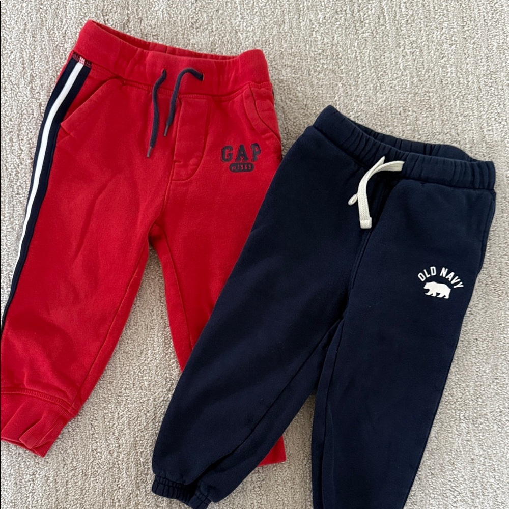 Gap and Old Navy Kids Jogger Pants - Red and Navy bundle